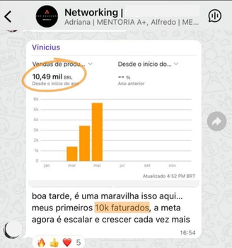 Print de vendas do aluno Vinicius
